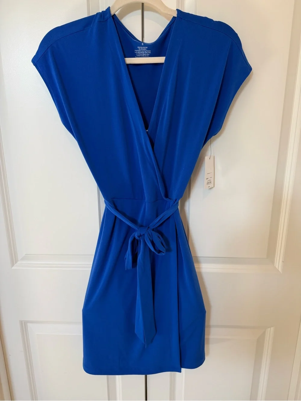 Nine West Royal Blue Wrap-Front Tie Dress